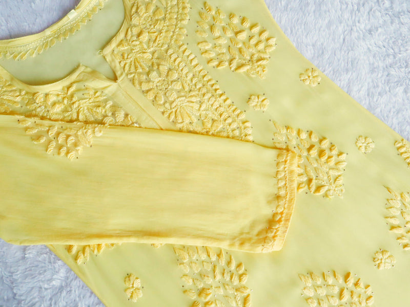 Liyaana Yellow Viscose Georgette Kurta