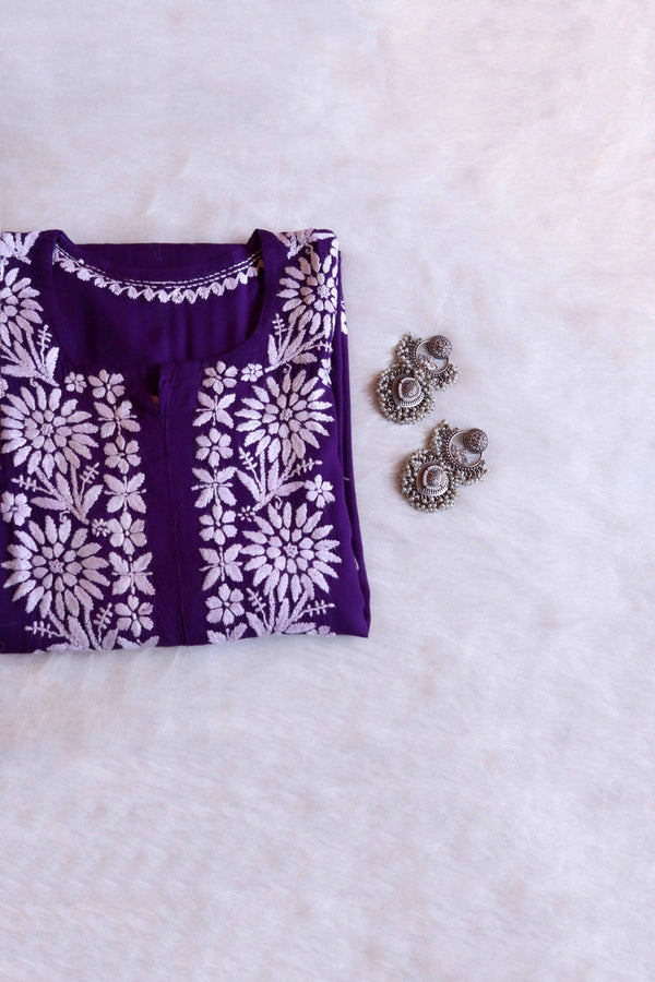 Aafiya Purple Long Rayon Kurta