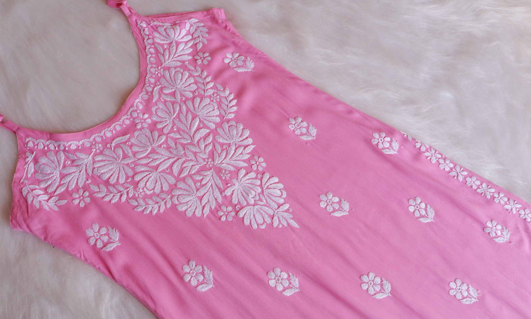 RUHI BABY PINK SLEEVELESS RAYON KURTA