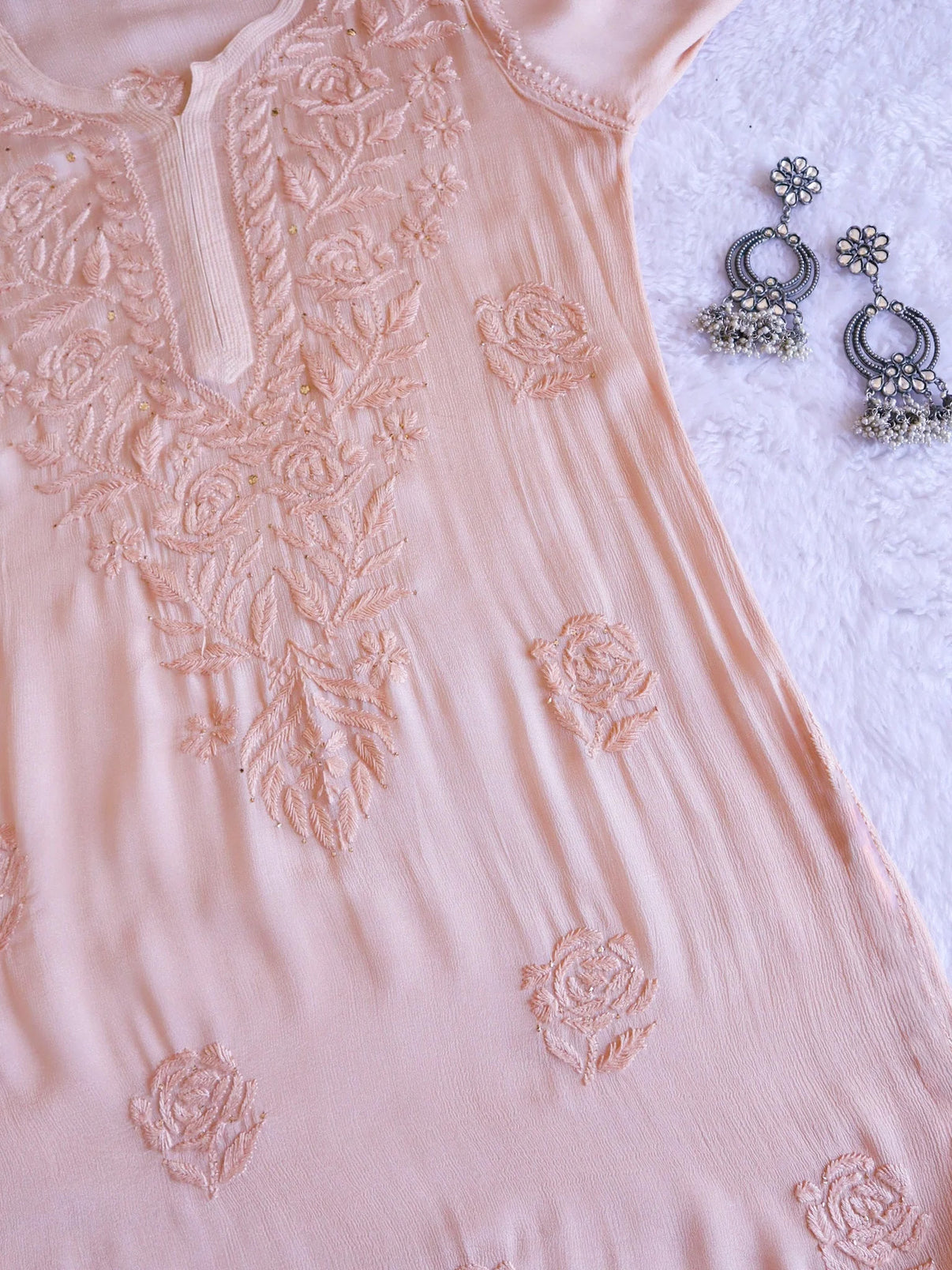 SANA ROSE PINK PURE CHINOON CHIFFON LONG KURTA