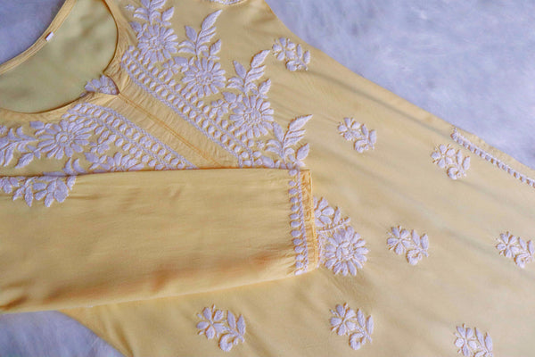 ZAINAB PASTEL YELLOW RAYON KURTA PANT SET