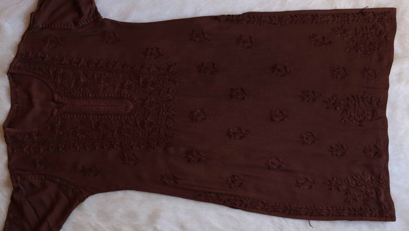 HAYA CHOCOLATE BROWN RAYON KURTA PANT SET