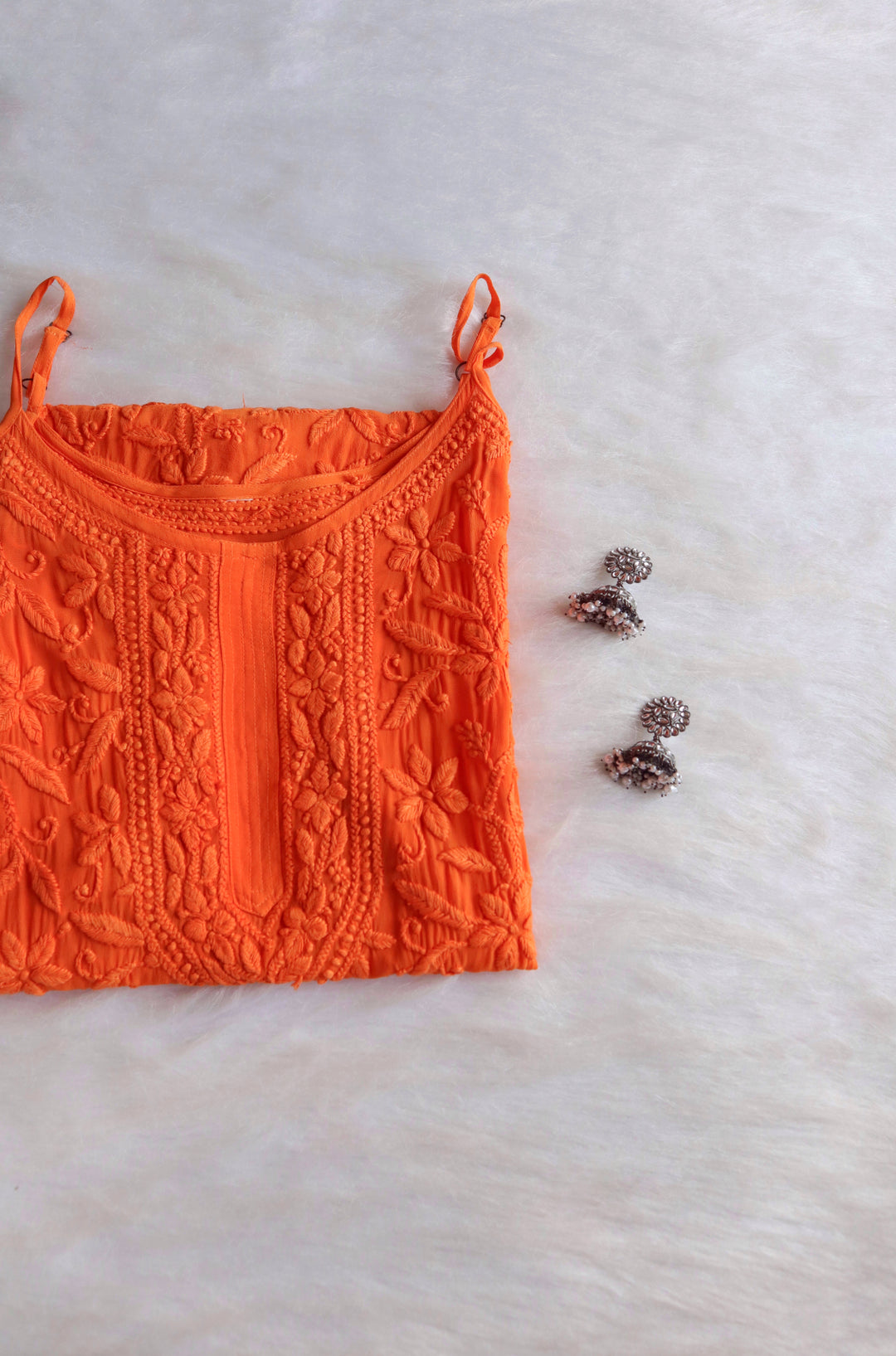LILY ORANGE VISCOSE STRAPPY KURTA