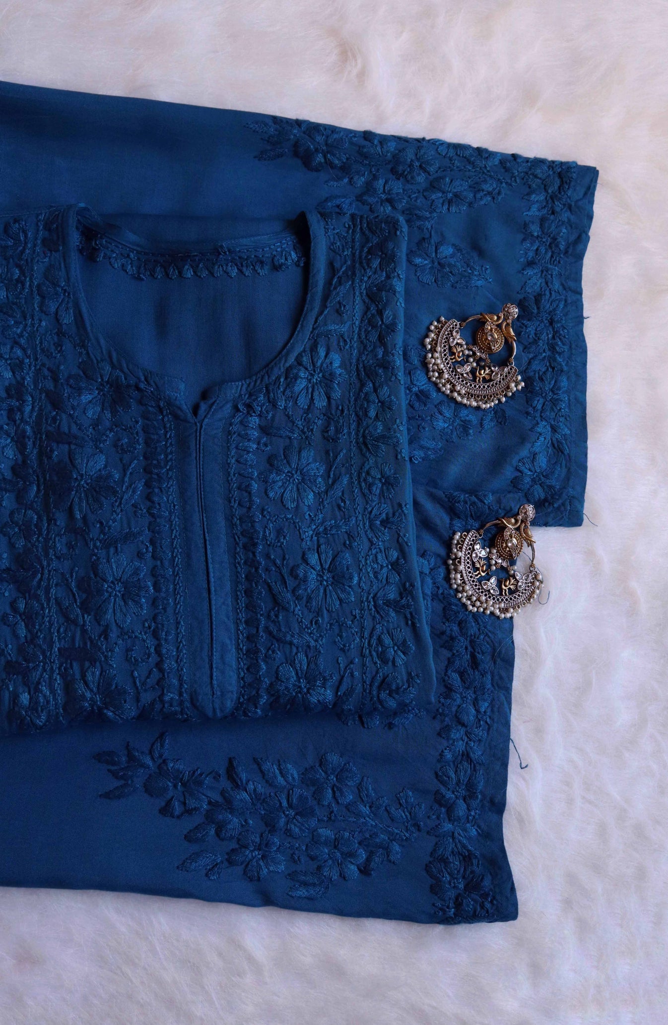 HAYA ROYAL BLUE RAYON KURTA PANT SET