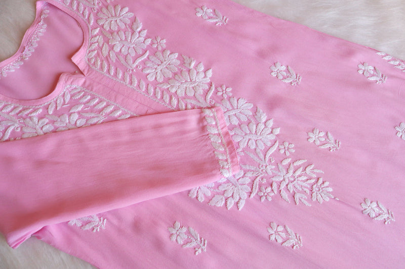 ZOYA BABY PINK LONG RAYON KURTA