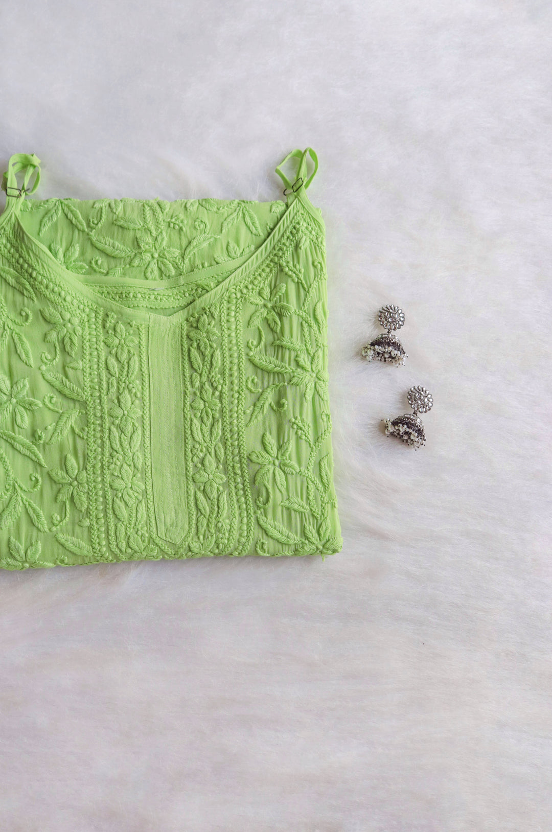 LILY LIME GREEN VISCOSE STRAPPY KURTA