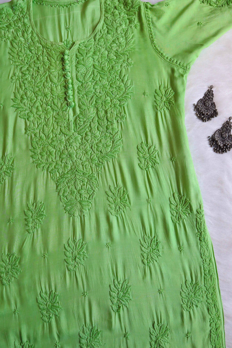 HASEENA LIME GREEN RAYON KURTA