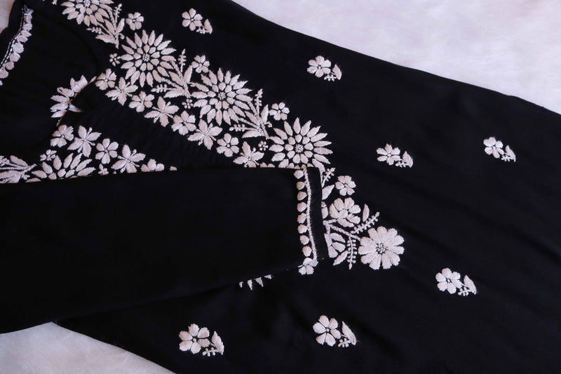 Aafiya Black Long Rayon Kurta