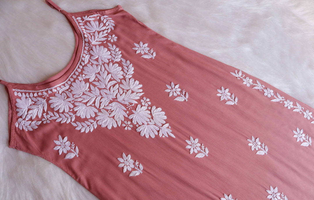 RUHI ROSE BROWN SLEEVELESS RAYON KURTA