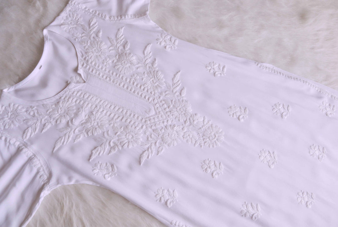ZAINAB WHITE RAYON KURTA PANT SET