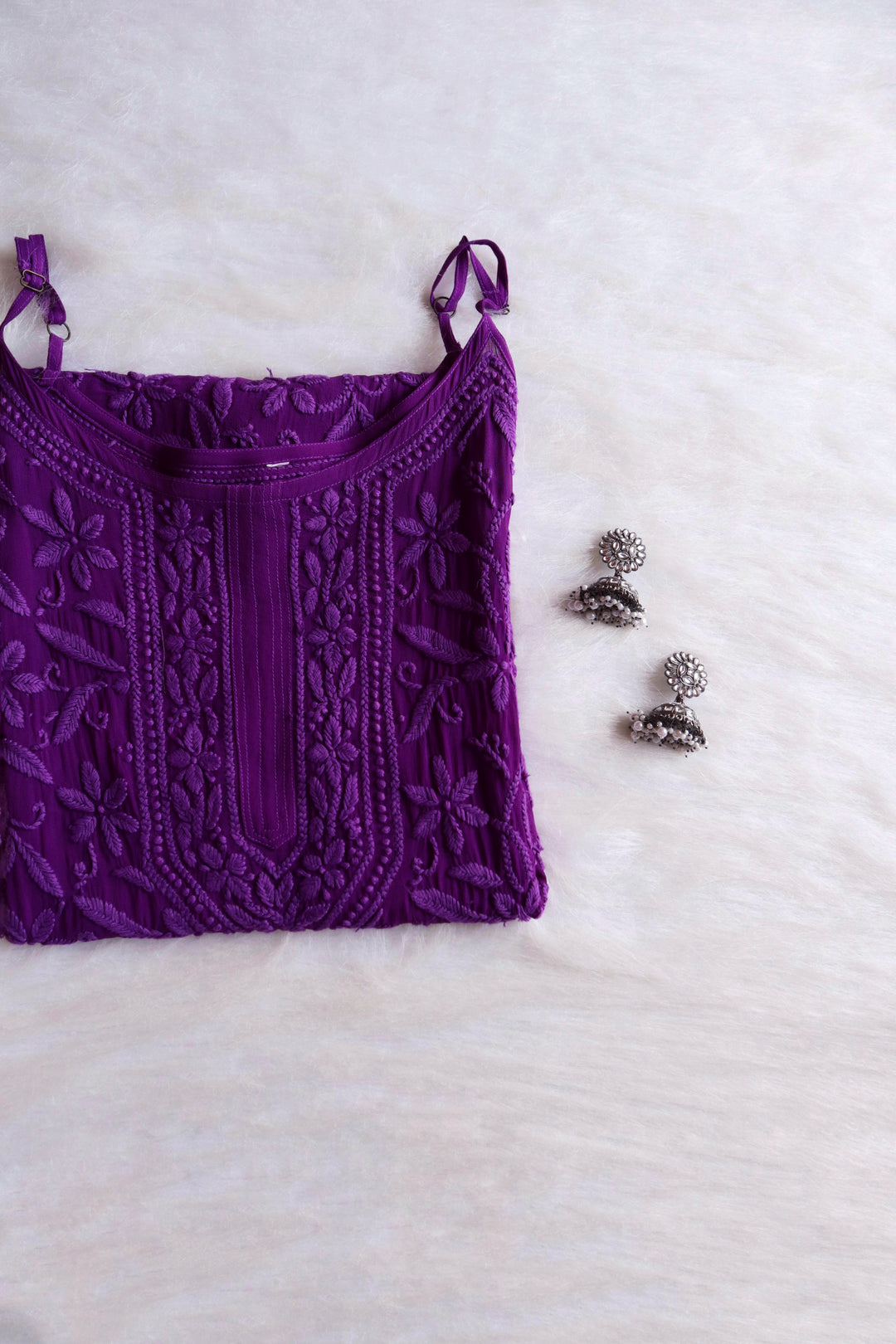 LILY DEEP PURPLE VISCOSE STRAPPY KURTA