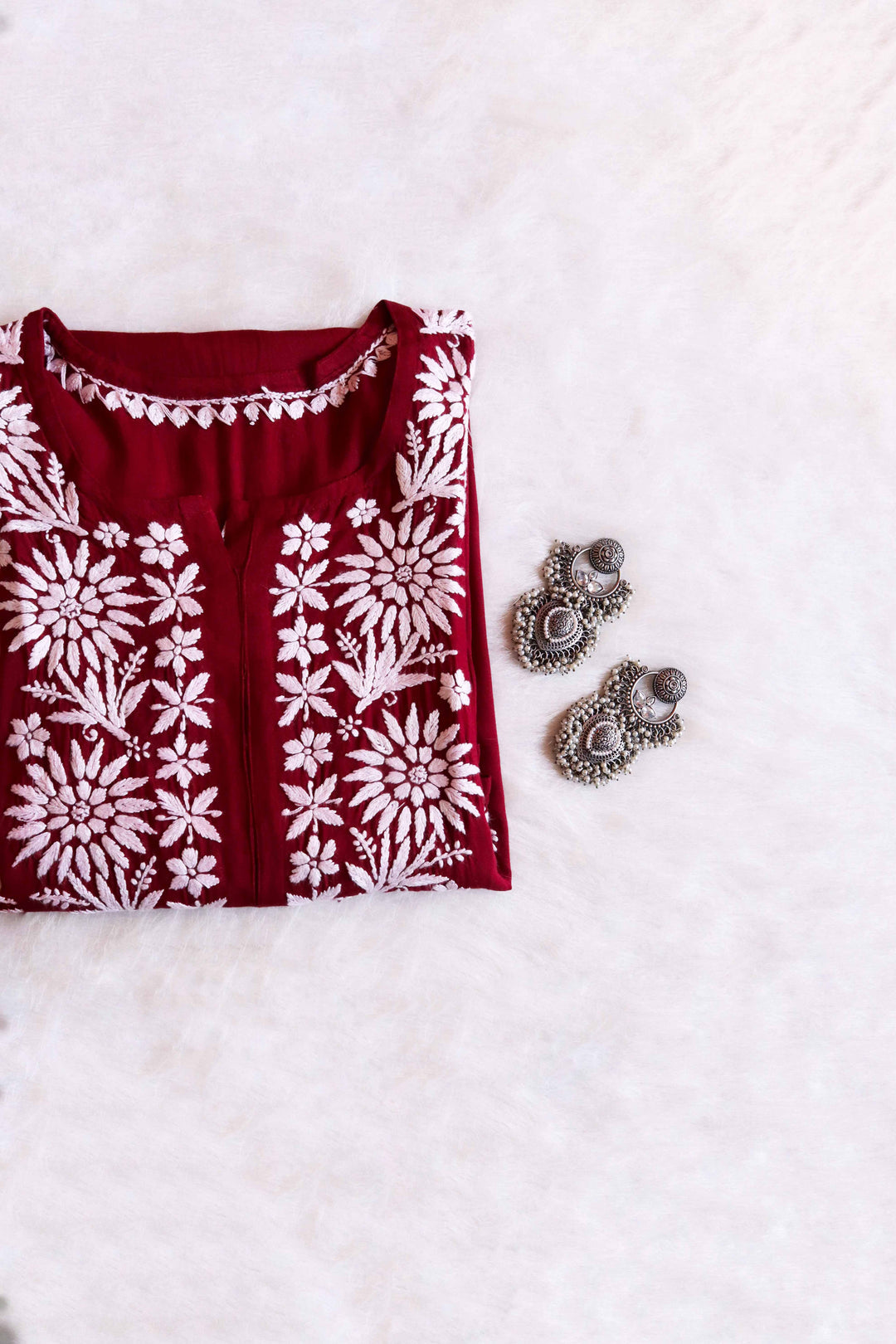 Aafiya Maroon Long Rayon Kurta