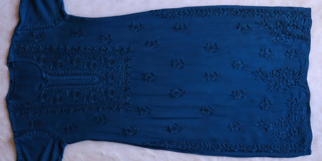 HAYA ROYAL BLUE RAYON KURTA PANT SET