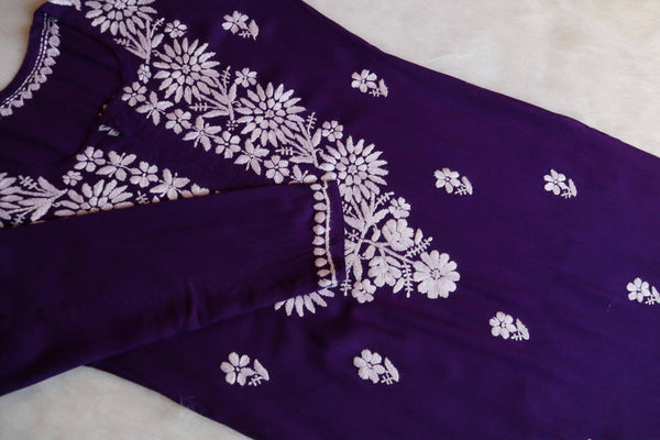 Aafiya Purple Long Rayon Kurta