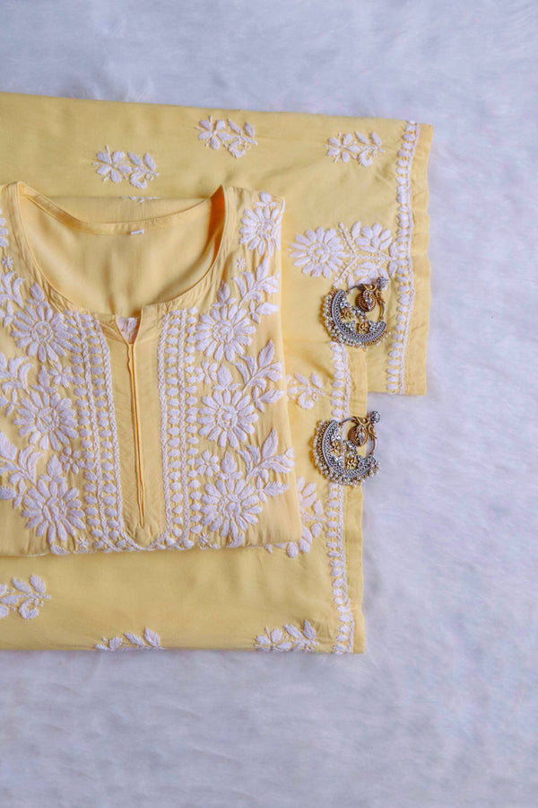 ZAINAB PASTEL YELLOW RAYON KURTA PANT SET