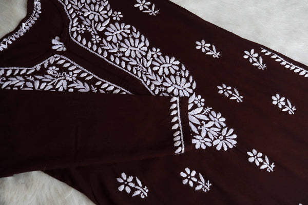 ZOYA COFFE BROWN LONG RAYON KURTA