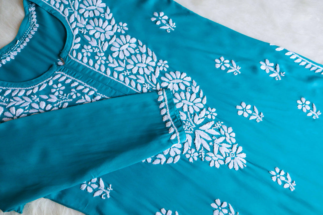 ZOYA SKY BLUE LONG RAYON KURTA