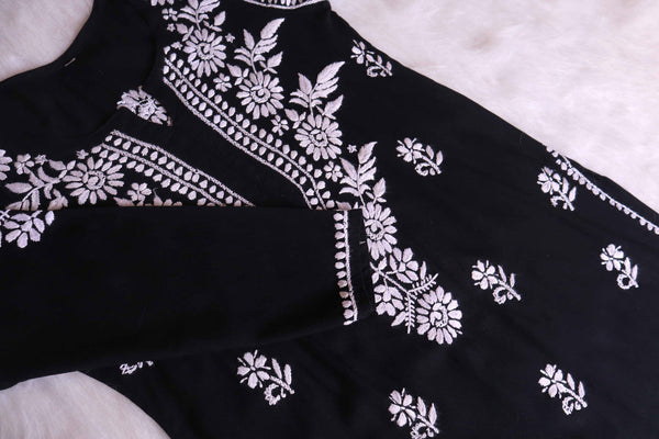 ZAINAB BLACK RAYON KURTA PANT SET