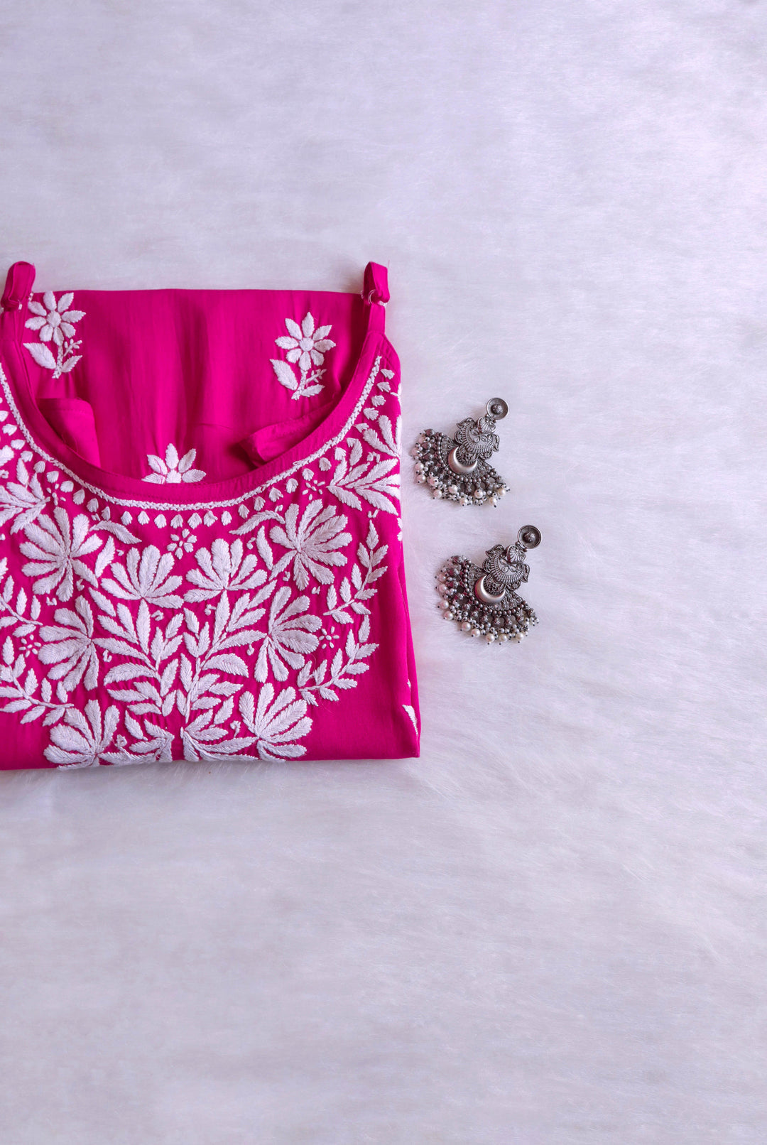 RUHI DEEP PINK SLEEVELESS RAYON KURTA