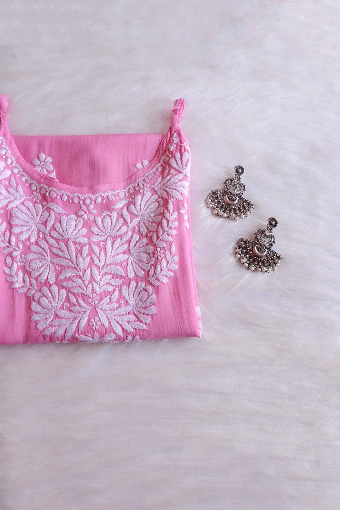 RUHI BABY PINK SLEEVELESS RAYON KURTA