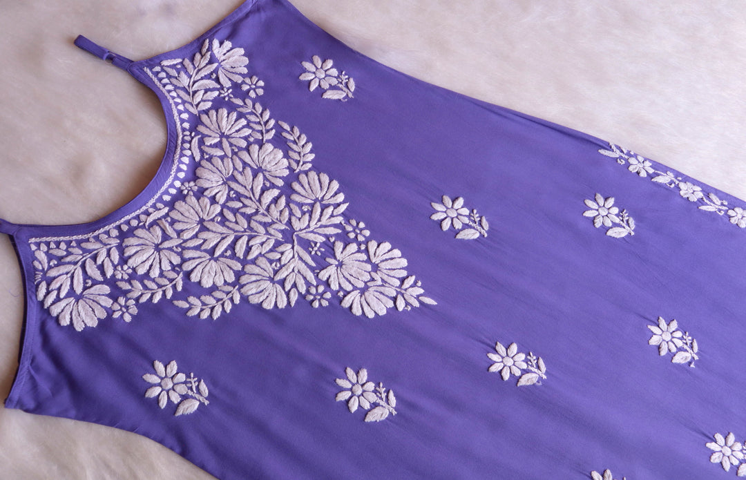 RUHI PURPLE SLEEVELESS RAYON KURTA
