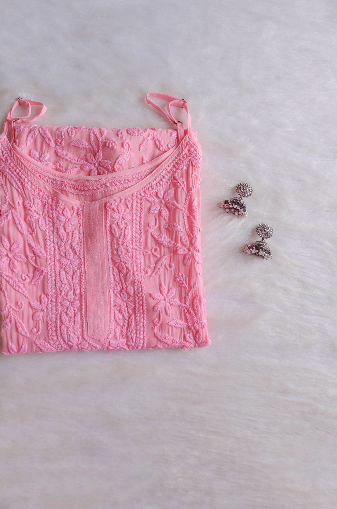 LILY BABY PINK VISCOSE STRAPPY KURTA
