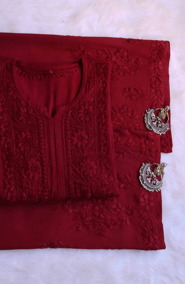 HAYA MAROON RAYON KURTA PANT SET