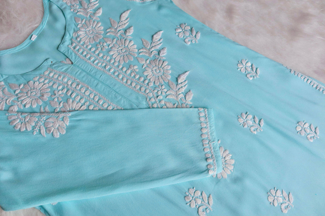 ZAINAB MINT GREEN RAYON KURTA PANT SET
