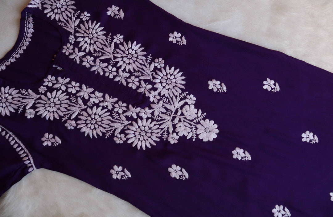 Aafiya Purple Long Rayon Kurta