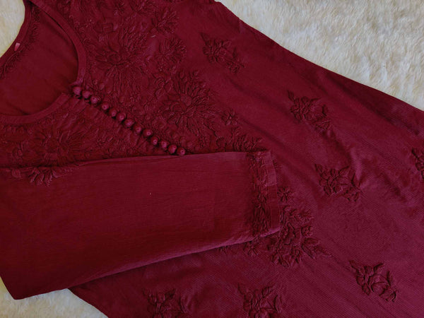 Rubab Maroon Rayon Long Kurti