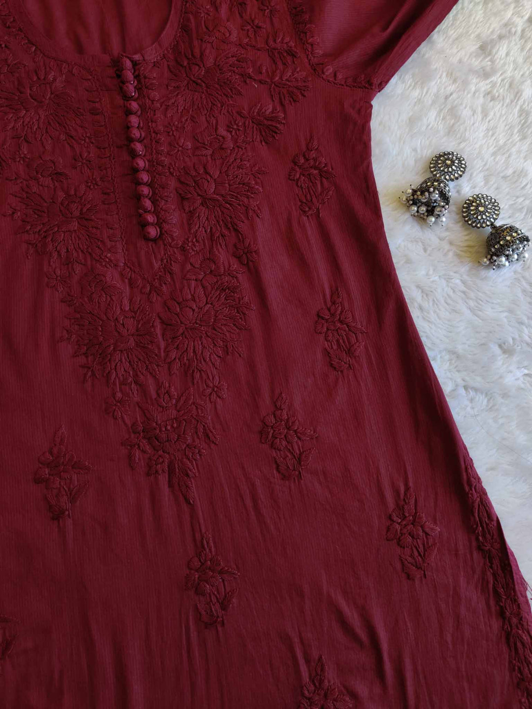 Rubab Maroon Rayon Long Kurti