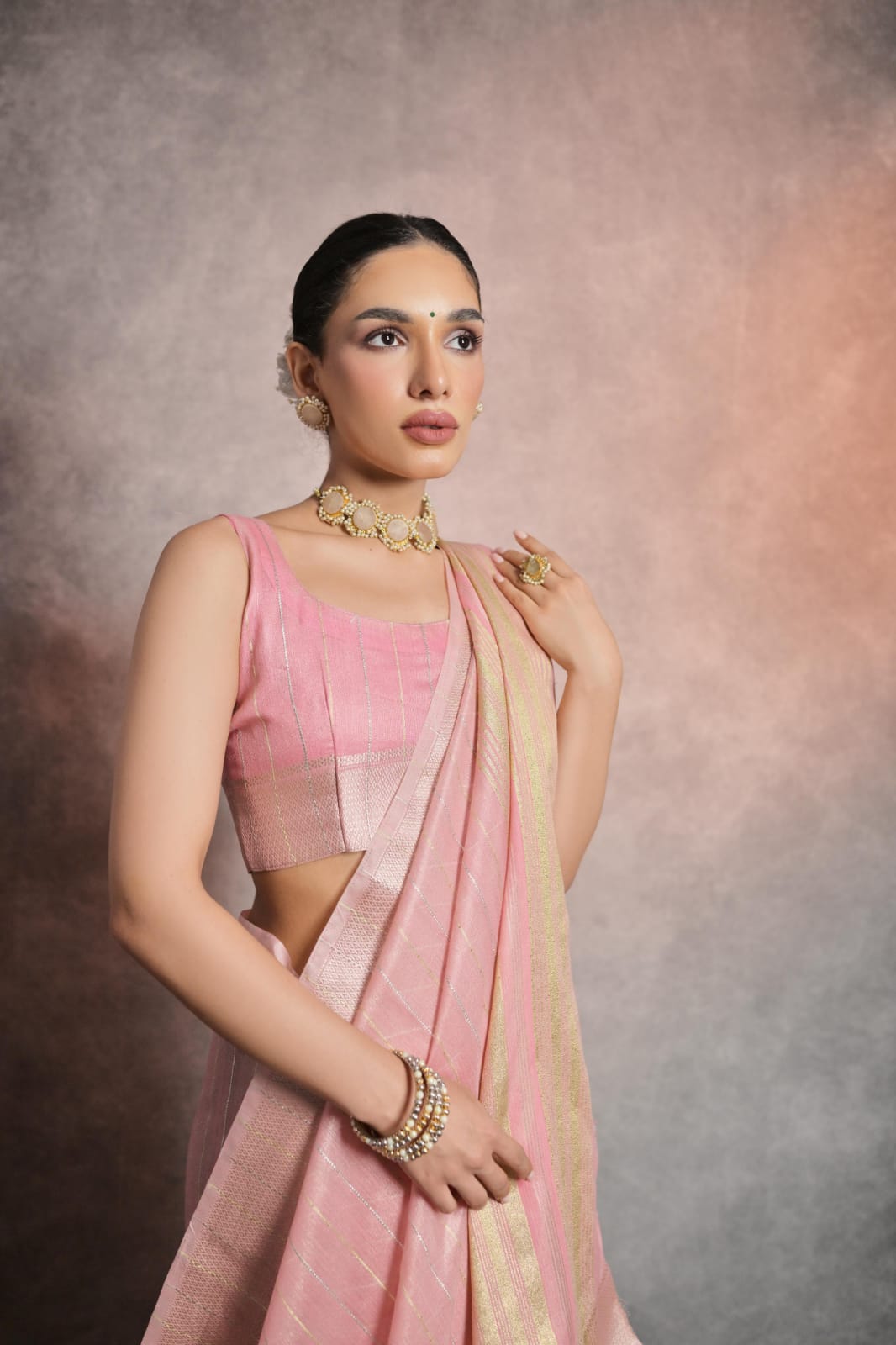 Inaya Light Pink Soft Mulberry Silk saree