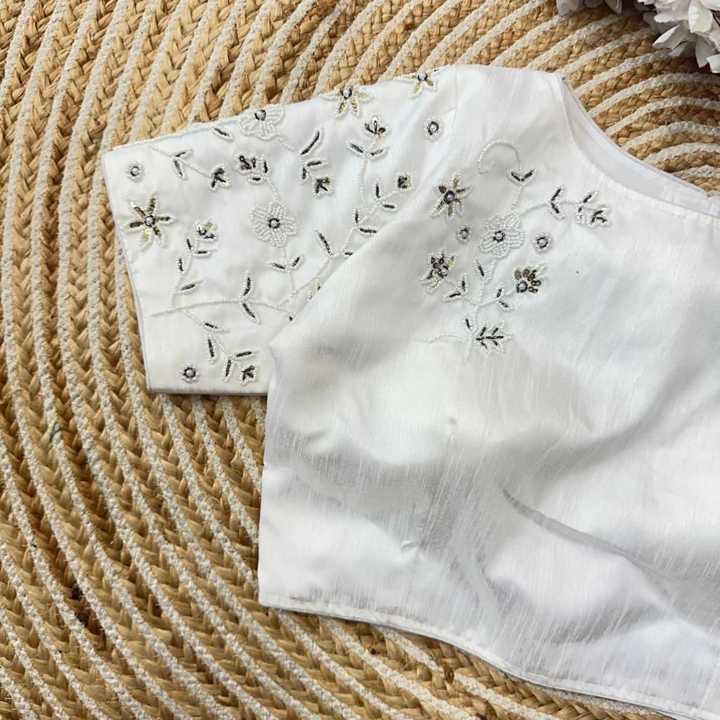 Milan White Handcrafted Work Blouse