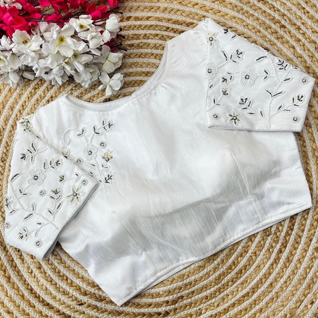 Milan White Handcrafted Work Blouse