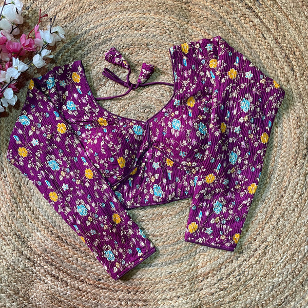 Gul Purple Multi Flower Blouse