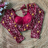 Gul Maroon  Multi Flower Blouse