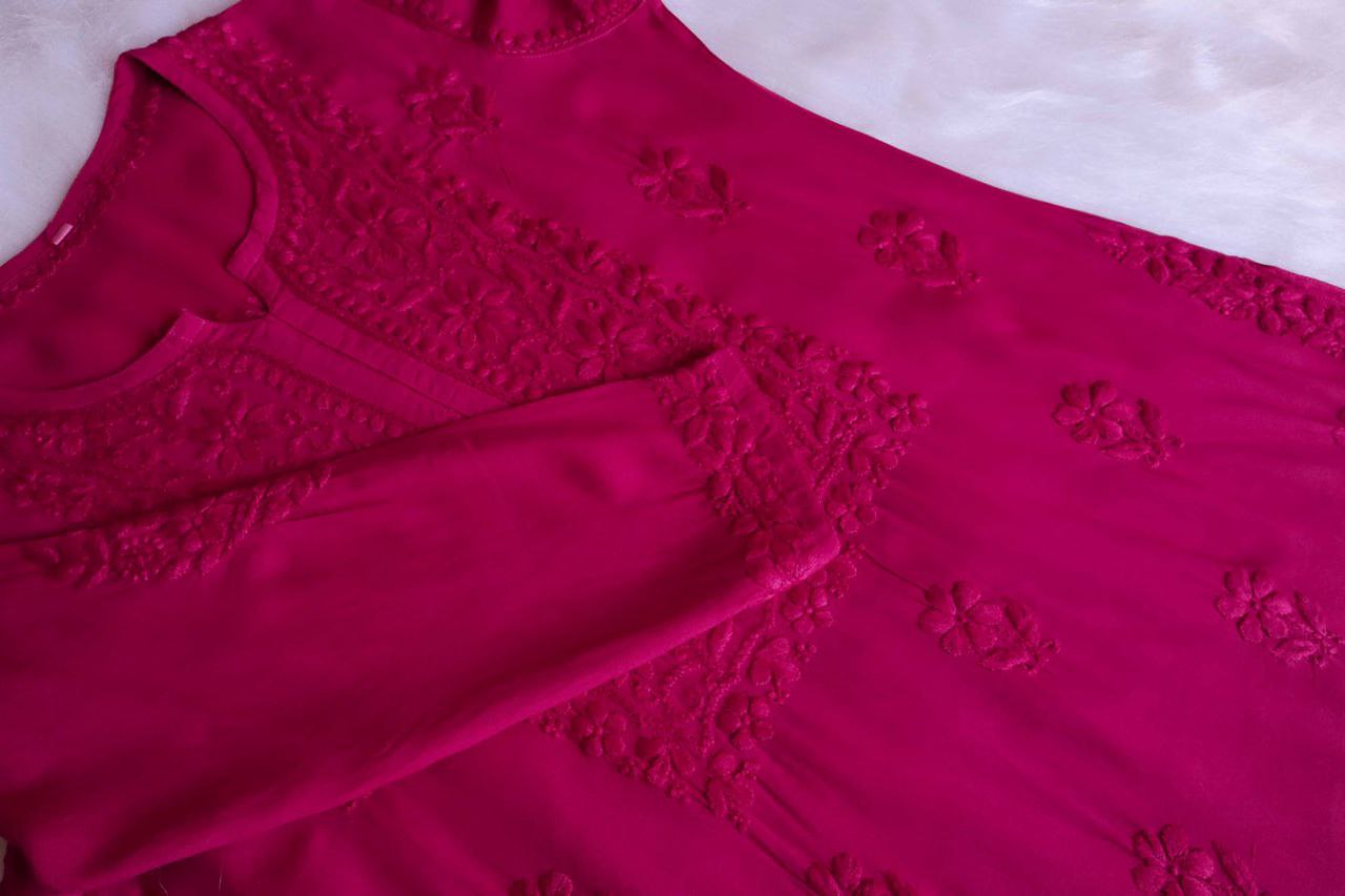 HAYA RANI PINK RAYON KURTA PANT SET