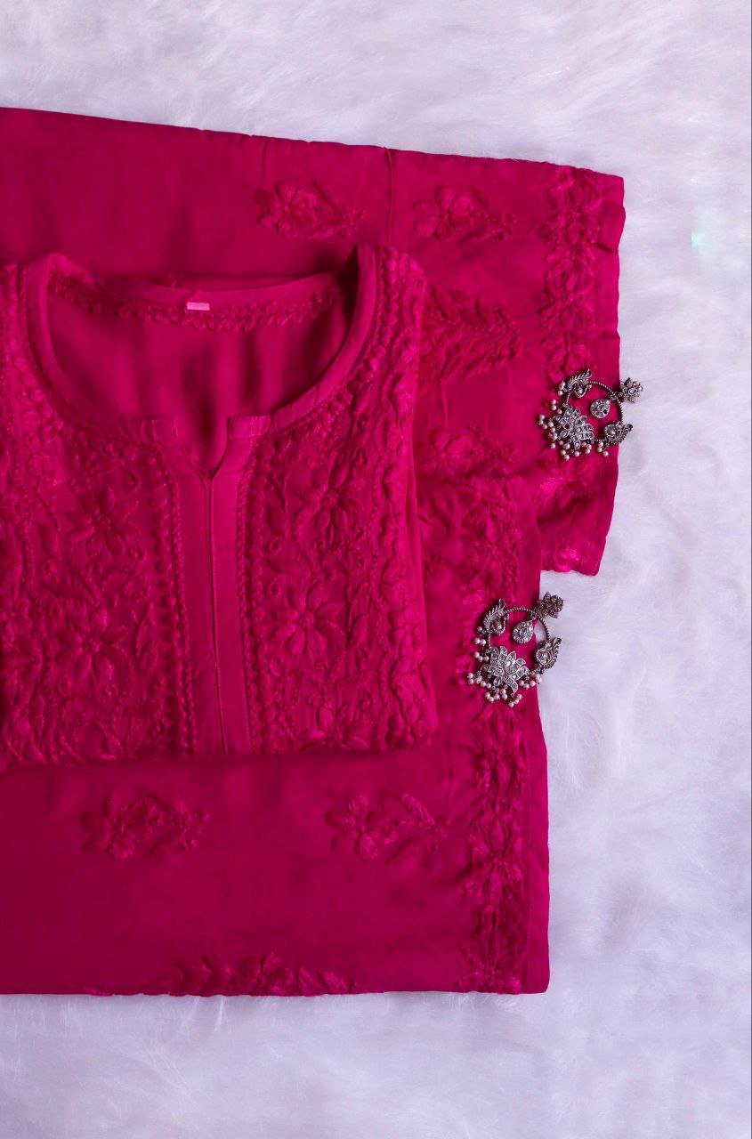 HAYA RANI PINK RAYON KURTA PANT SET
